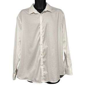 Awearness Kenneth Cole Slim Non-Iron White Dress Button Up Down Shirt Men’s 17.5